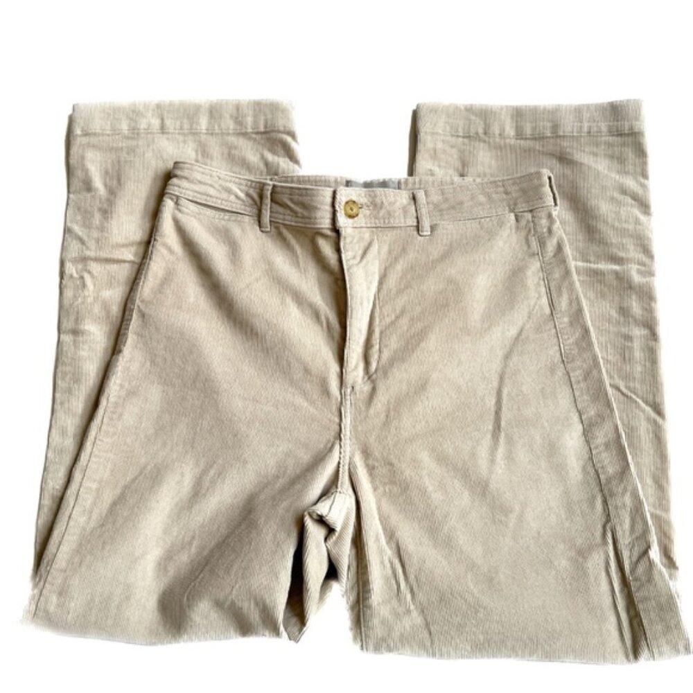 Everlane Pants Thin Cord Corduroy Straight Wide Leg 12 Light Beige Cotton Blend